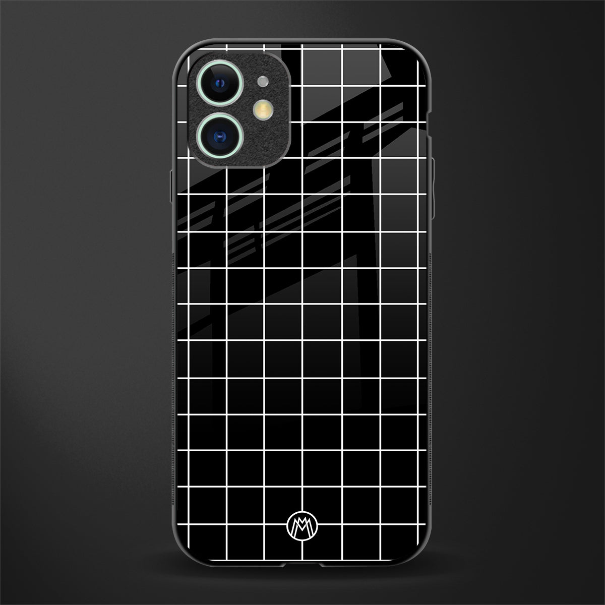 classic grid dark edition glass case for iphone 12 image