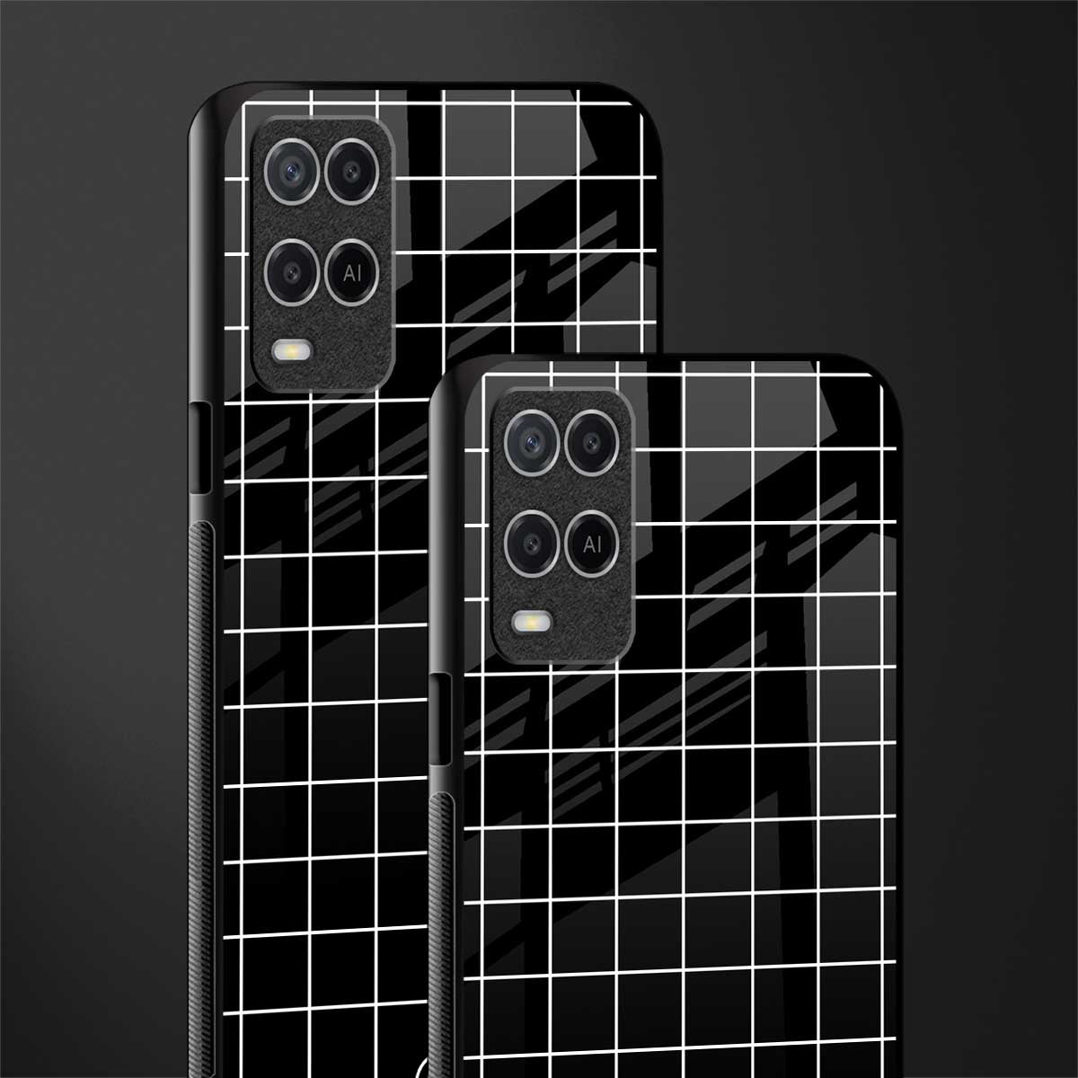 classic grid dark edition glass case for oppo a54 image-2