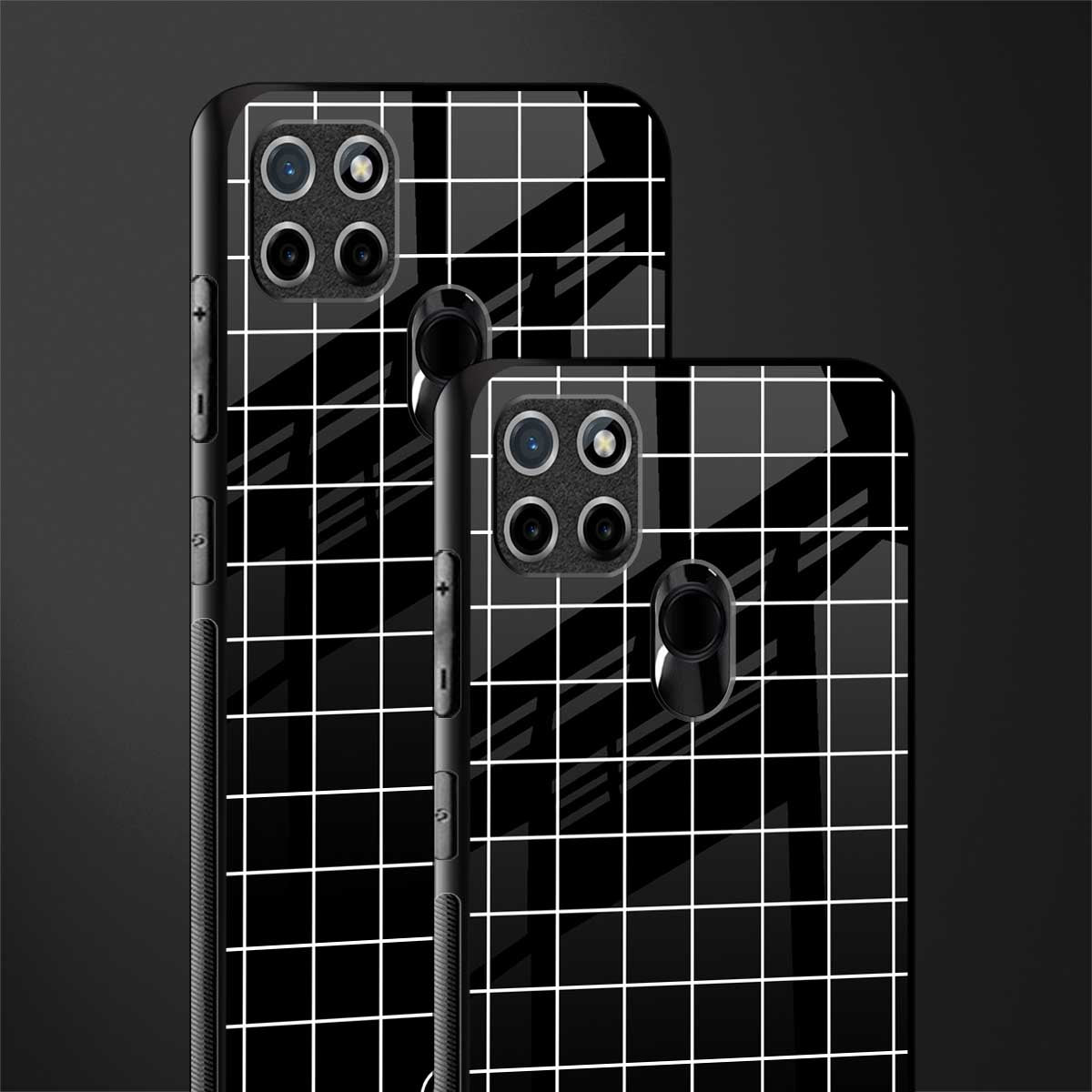 classic grid dark edition glass case for realme c21 image-2