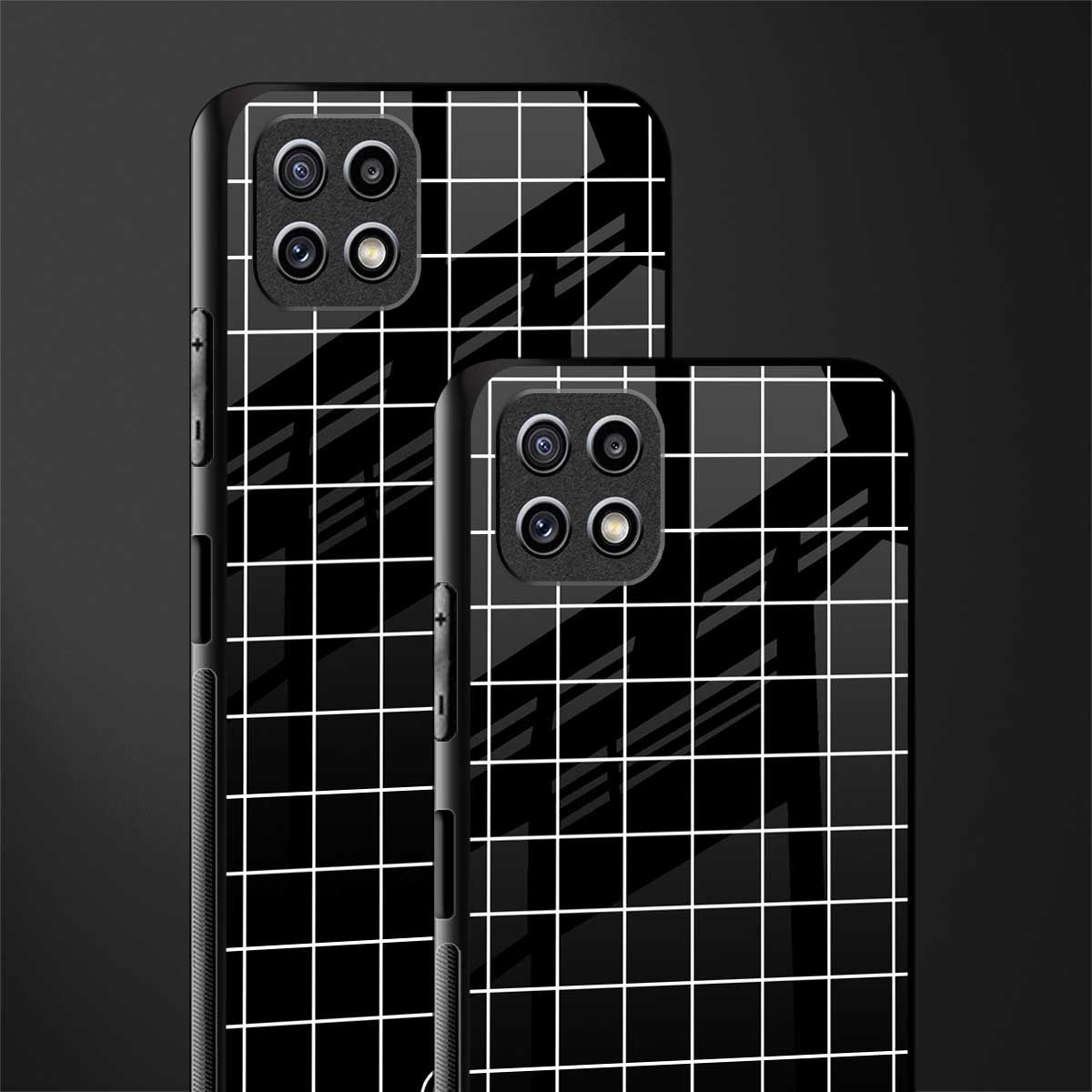 classic grid dark edition glass case for samsung galaxy a22 5g image-2