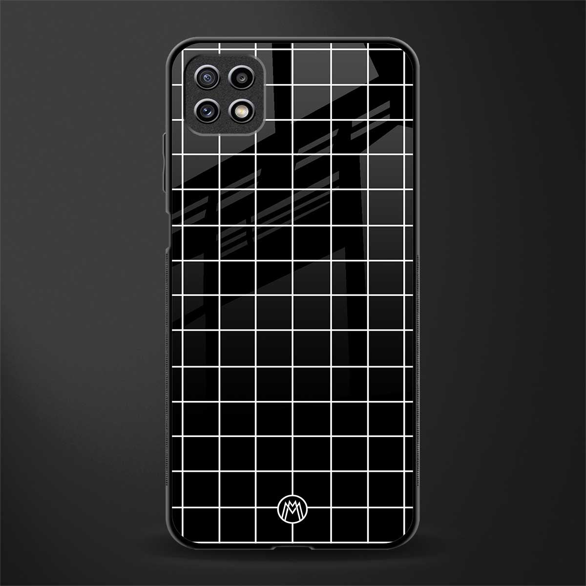 classic grid dark edition glass case for samsung galaxy a22 5g image