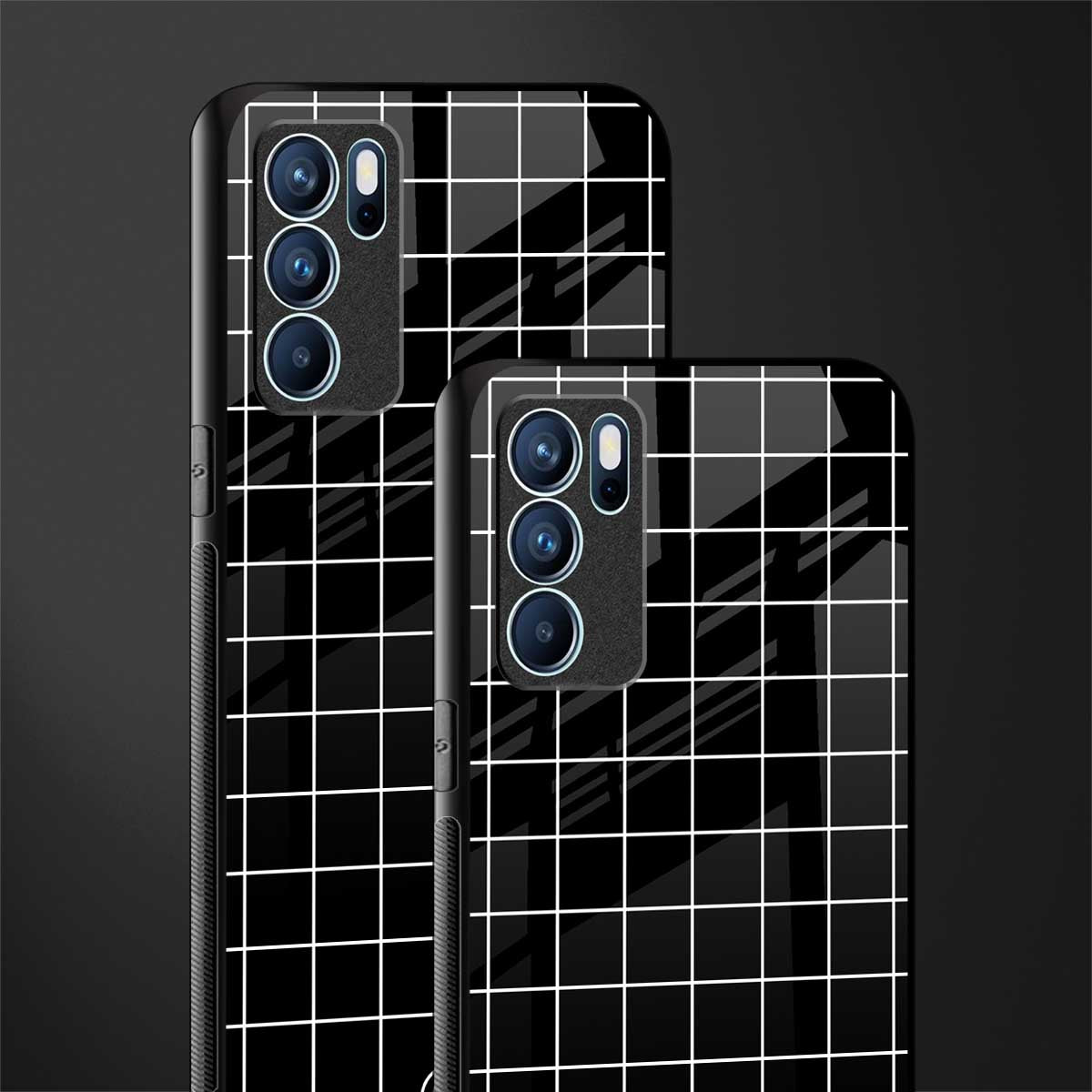 classic grid dark edition glass case for oppo reno6 5g image-2