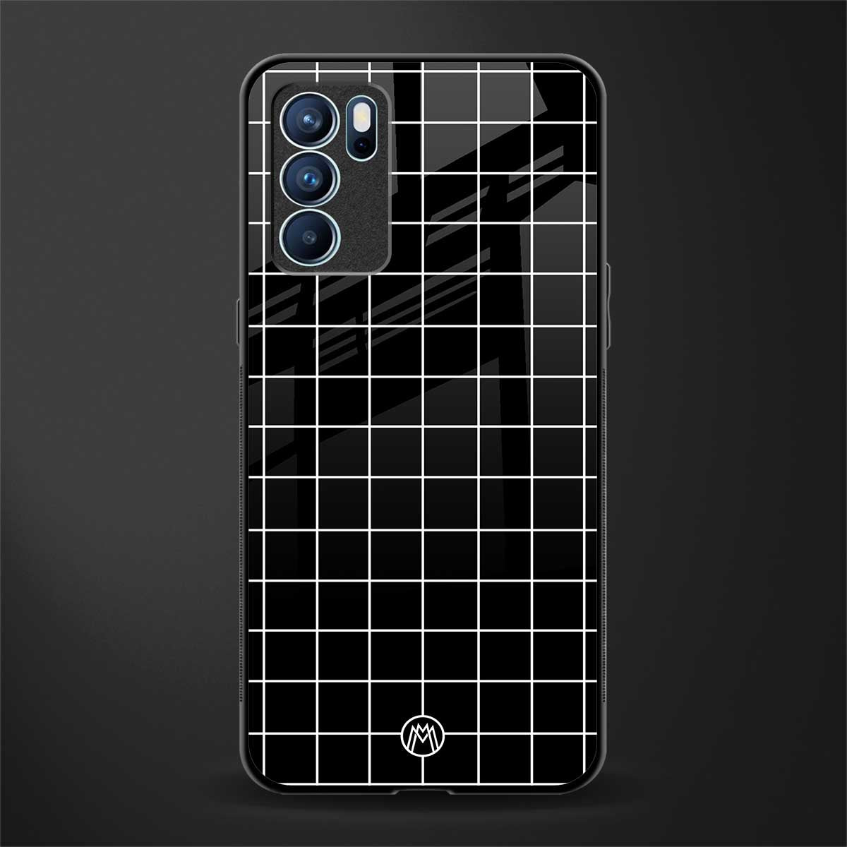 classic grid dark edition glass case for oppo reno6 pro 5g image