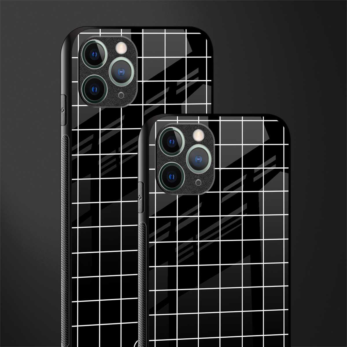 classic grid dark edition glass case for iphone 11 pro max image-2