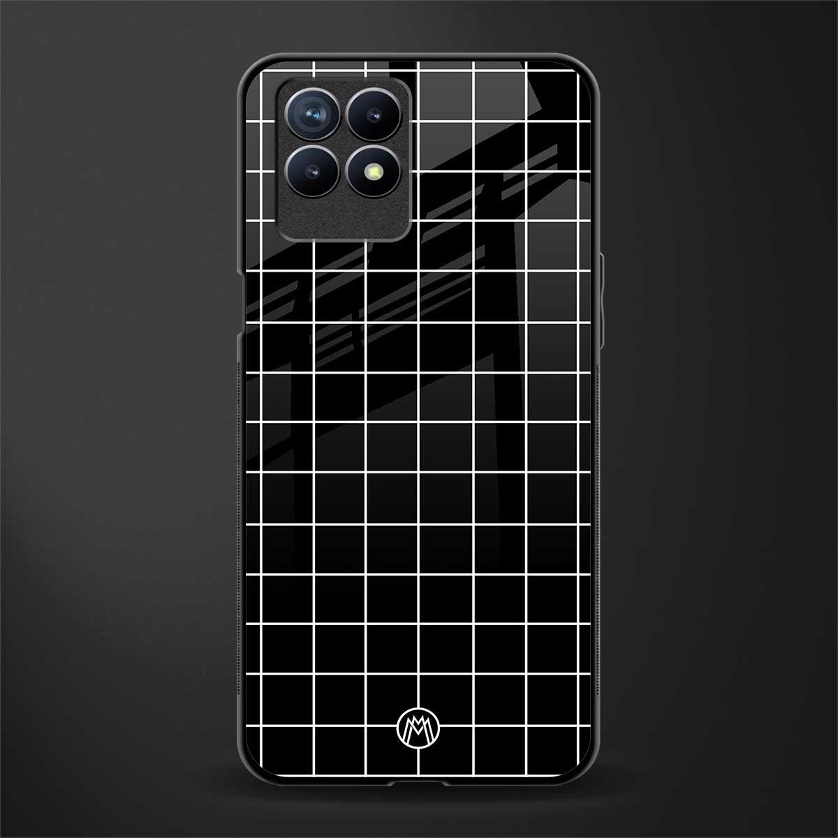 classic grid dark edition glass case for realme 8i image
