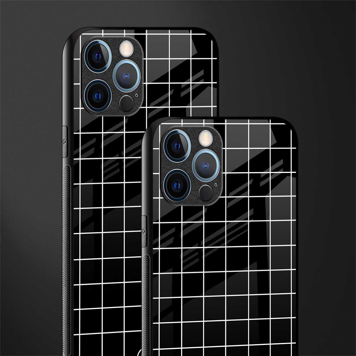 classic grid dark edition glass case for iphone 12 pro max image-2