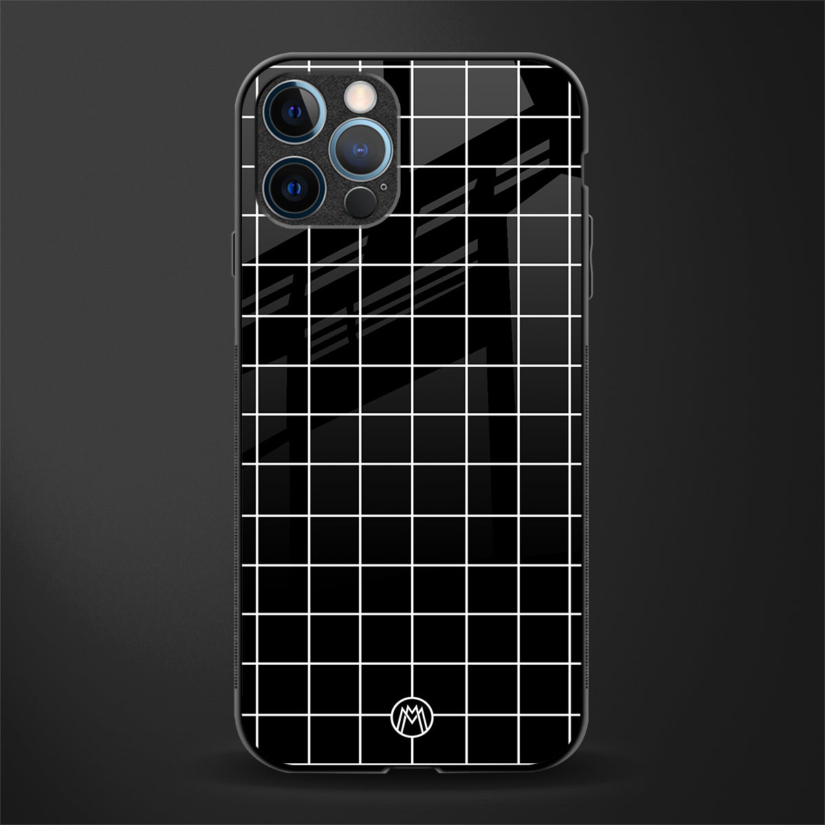 classic grid dark edition glass case for iphone 12 pro max image