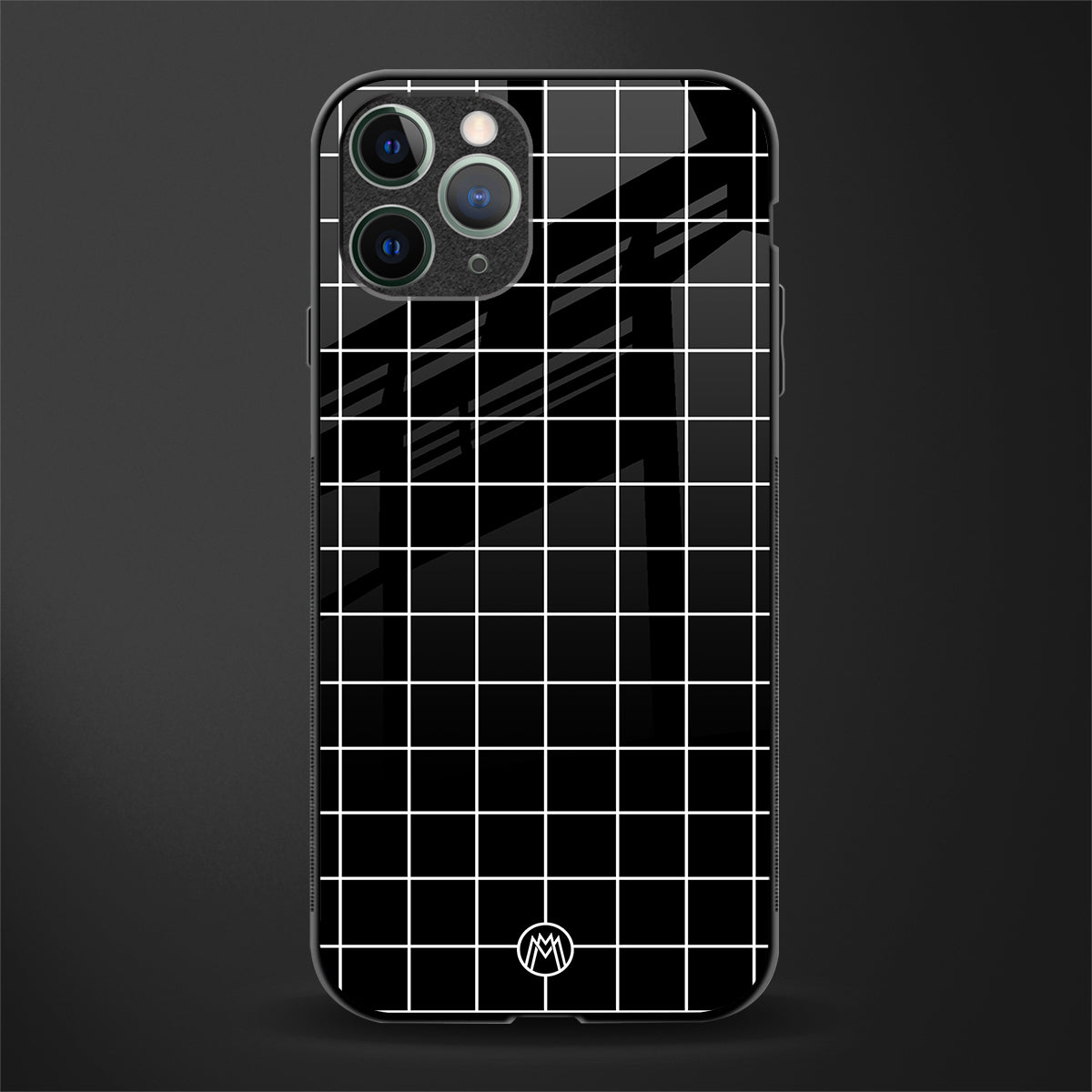 classic grid dark edition glass case for iphone 11 pro max image