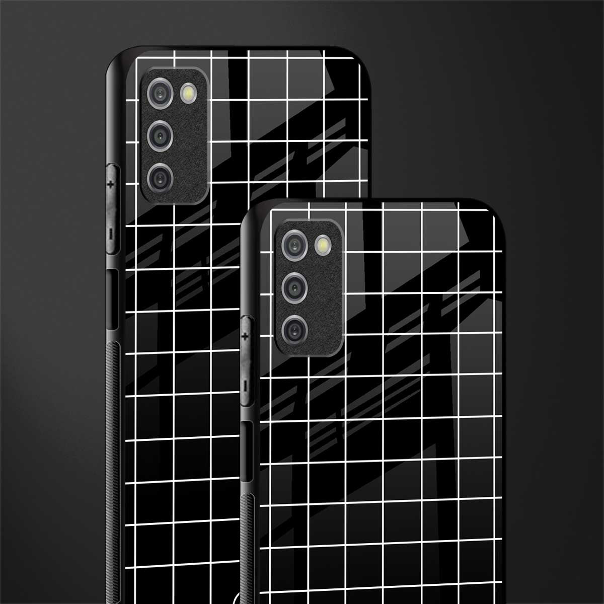 classic grid dark edition glass case for samsung galaxy a03s image-2