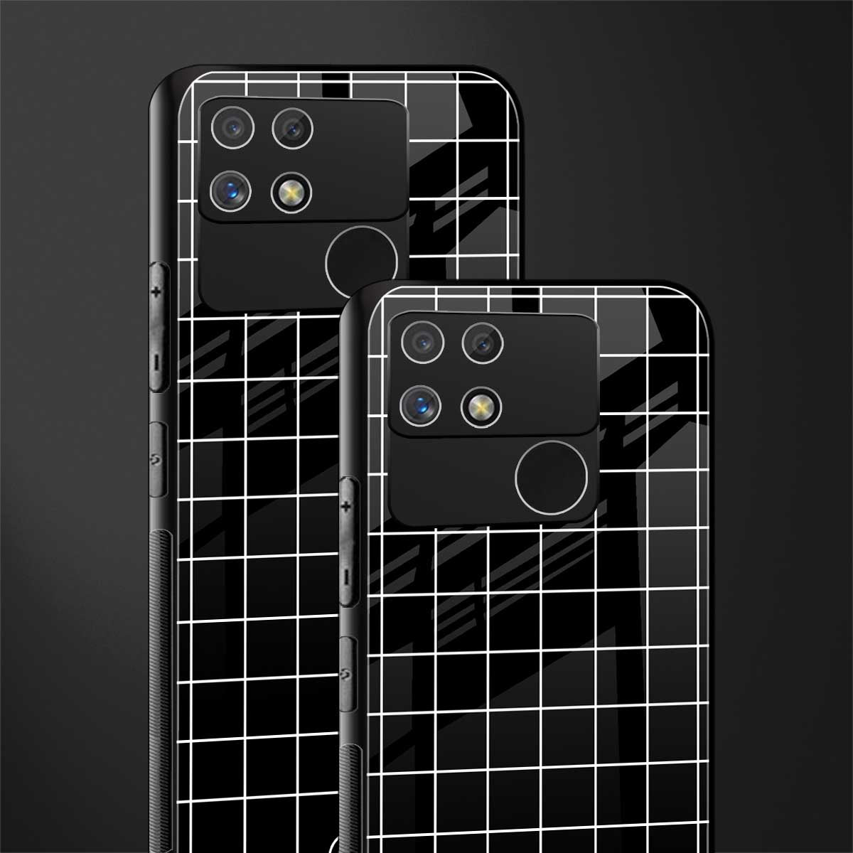classic grid dark edition back phone cover | glass case for realme narzo 50a