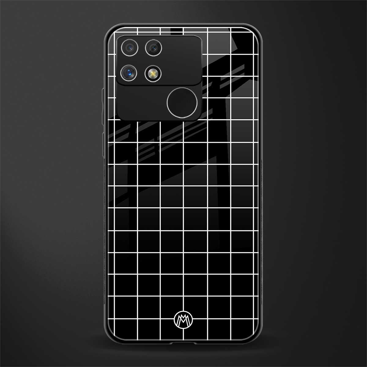 classic grid dark edition back phone cover | glass case for realme narzo 50a