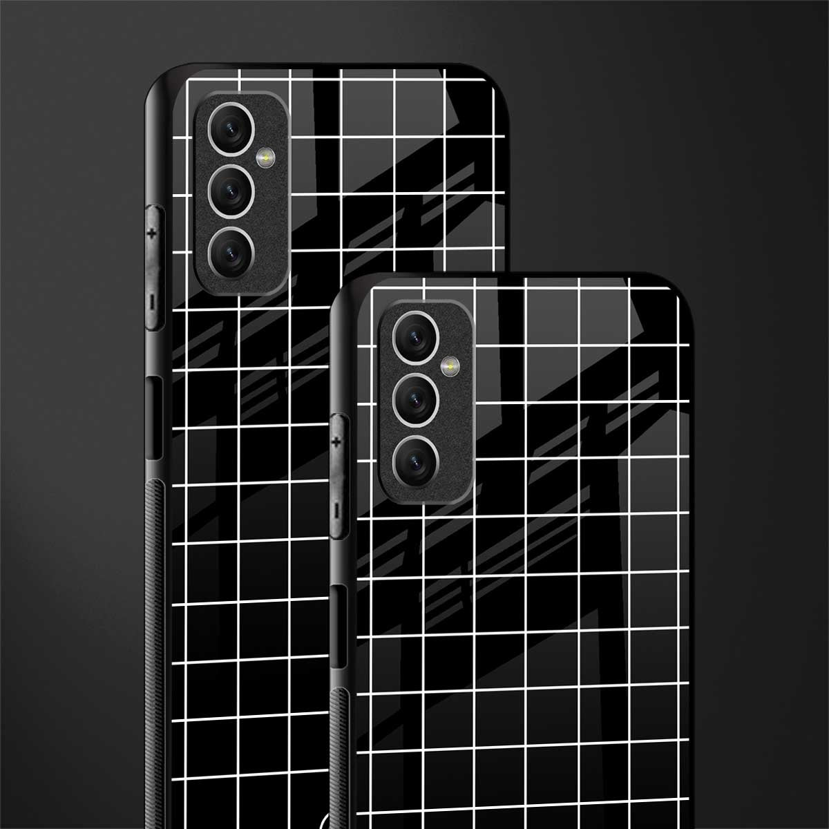 classic grid dark edition glass case for samsung galaxy m52 5g image-2