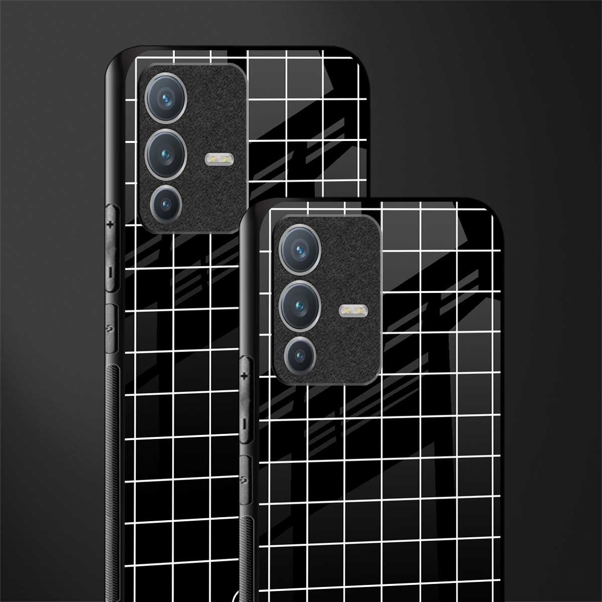 classic grid dark edition glass case for vivo v23 pro 5g image-2