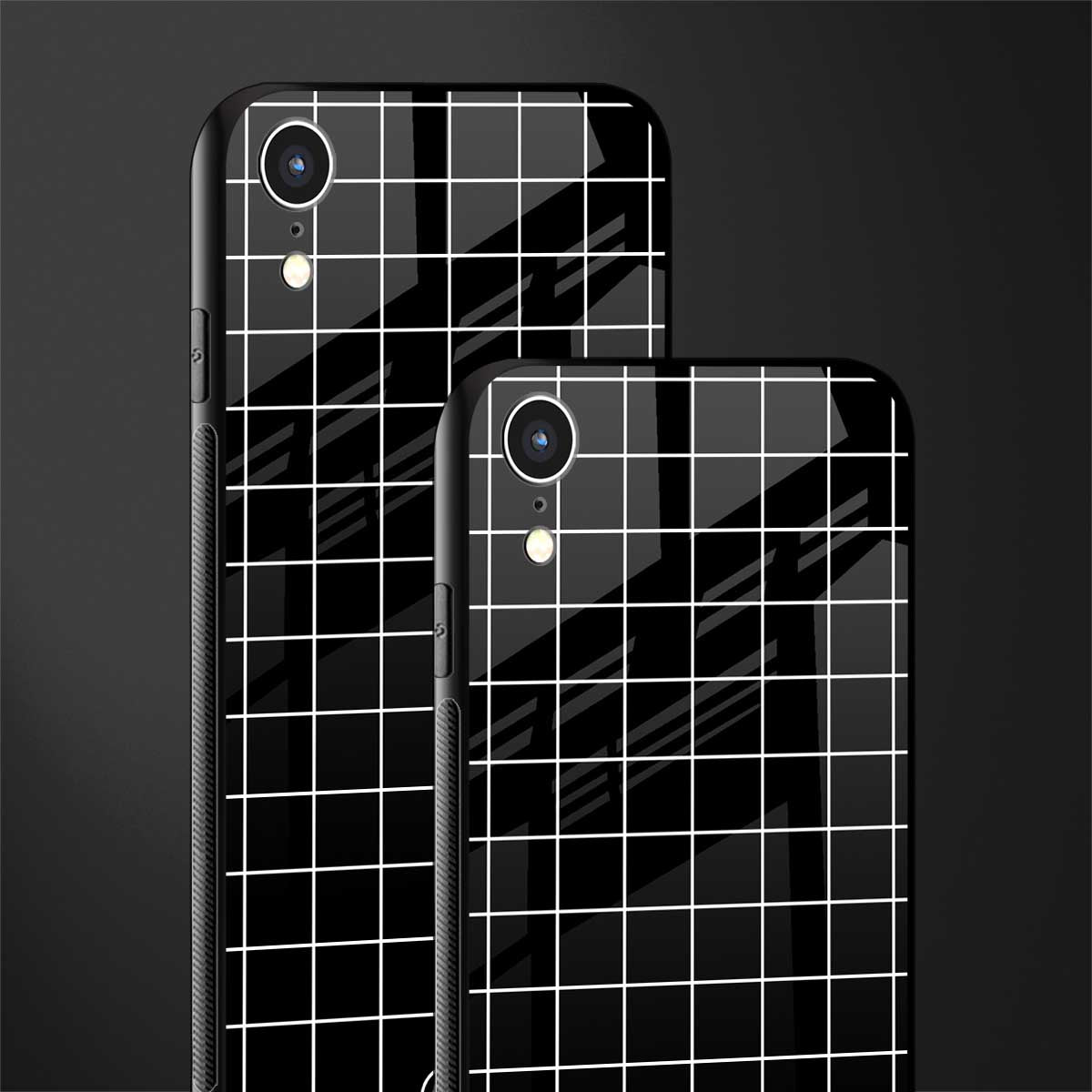 classic grid dark edition glass case for iphone xr image-2