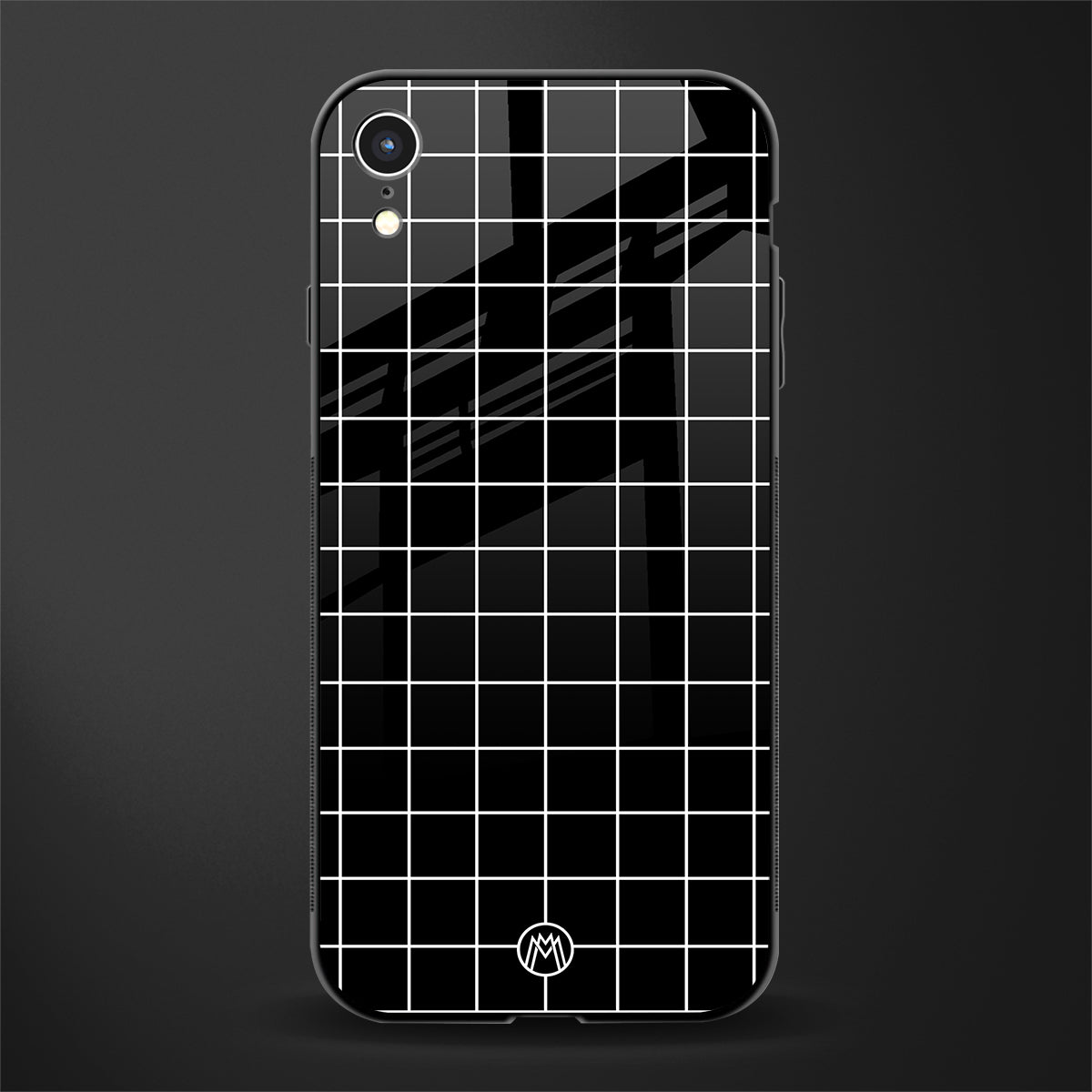 classic grid dark edition glass case for iphone xr image