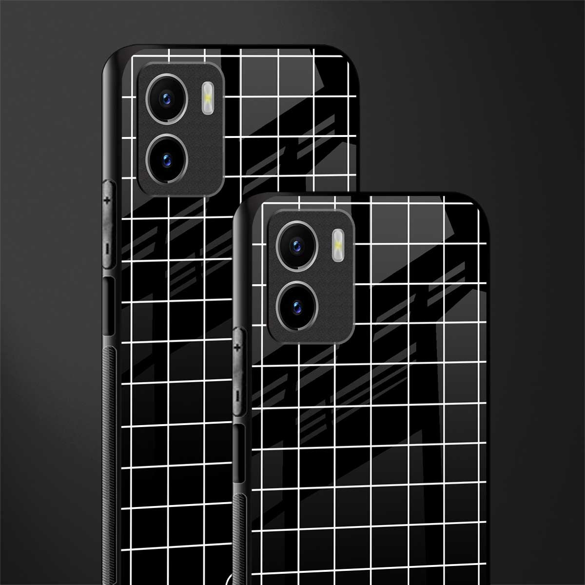 classic grid dark edition glass case for vivo y15s image-2