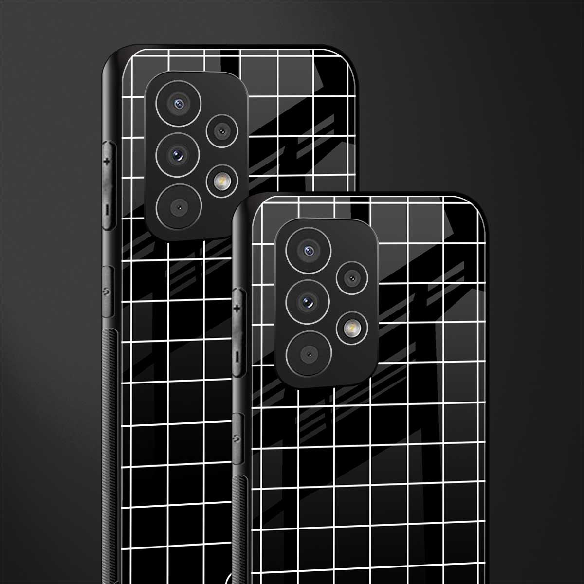 classic grid dark edition back phone cover | glass case for samsung galaxy a53 5g