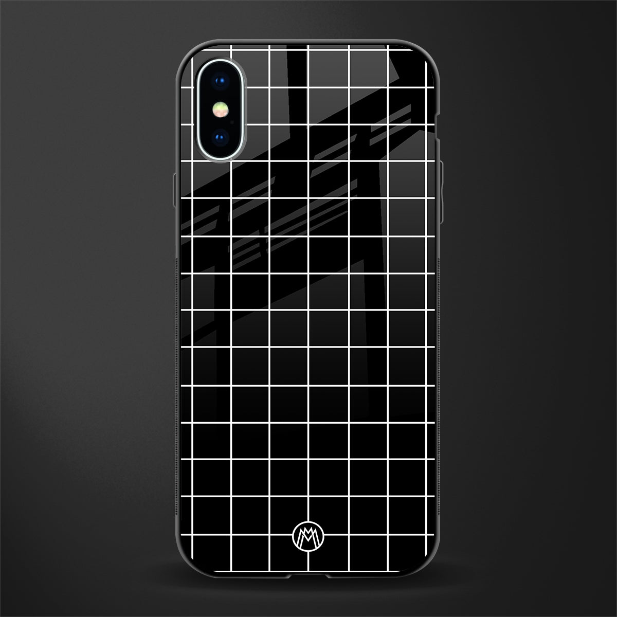 classic grid dark edition glass case for iphone xs image