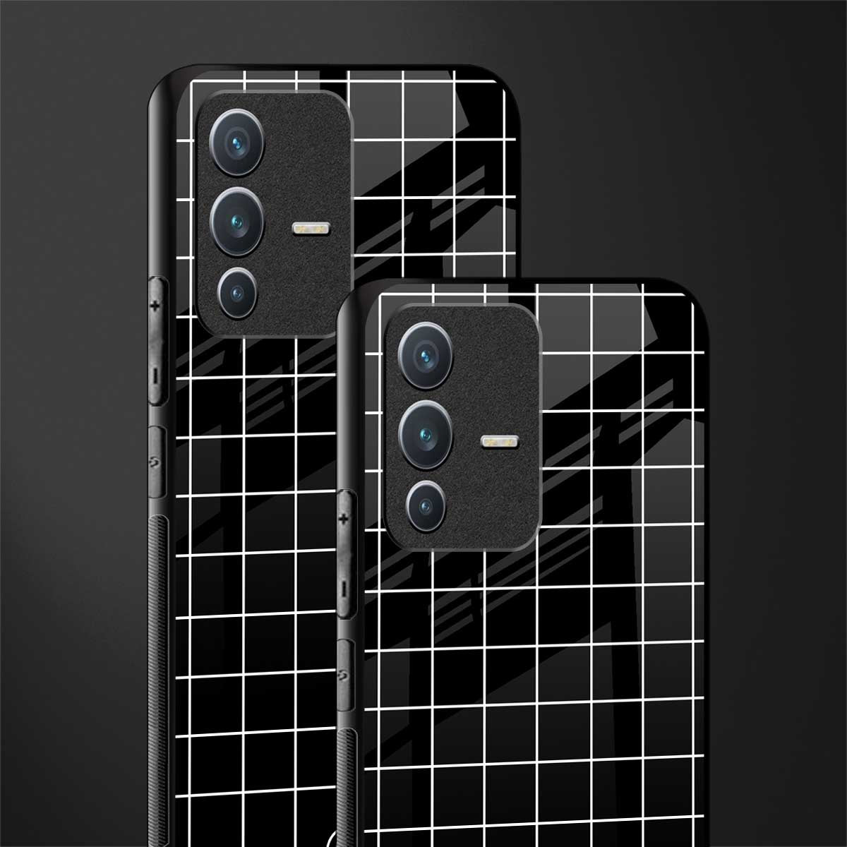 classic grid dark edition glass case for vivo v23 5g image-2