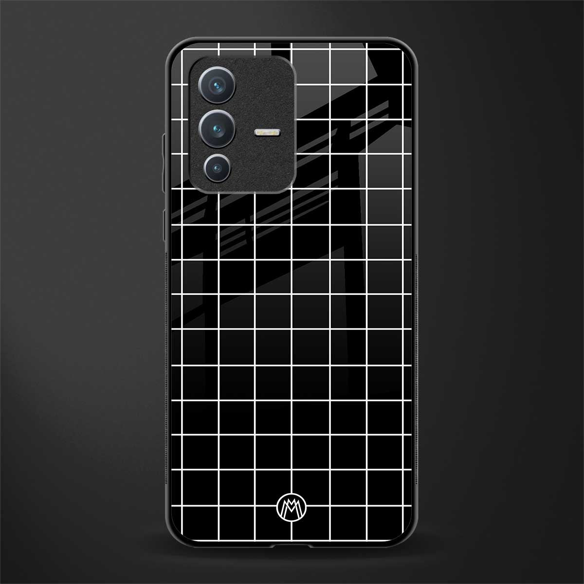 classic grid dark edition glass case for vivo v23 5g image