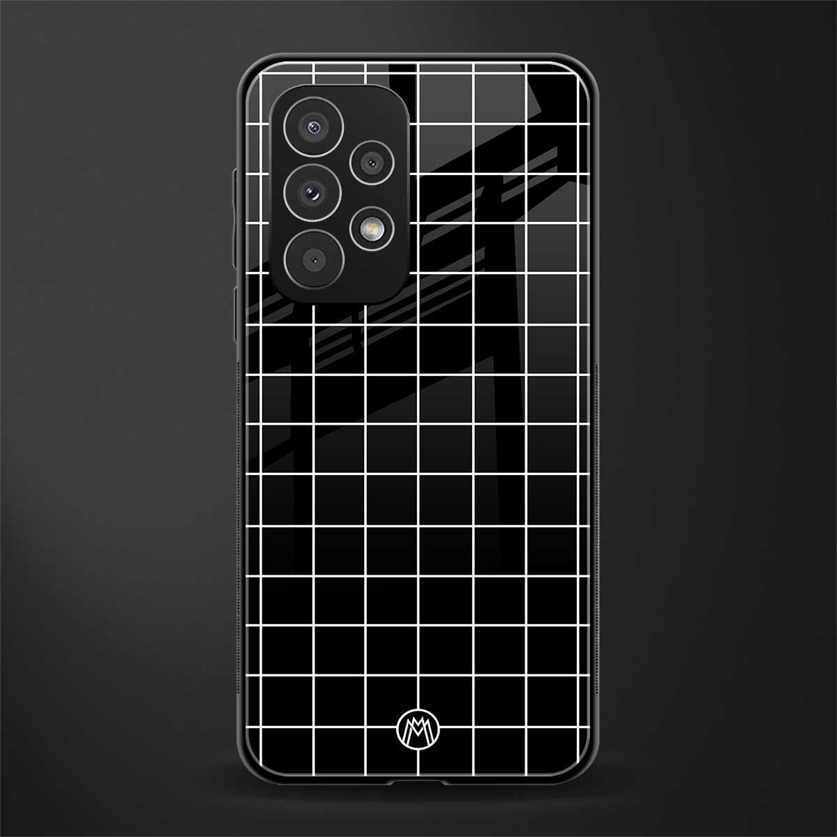 classic grid dark edition back phone cover | glass case for samsung galaxy a73 5g