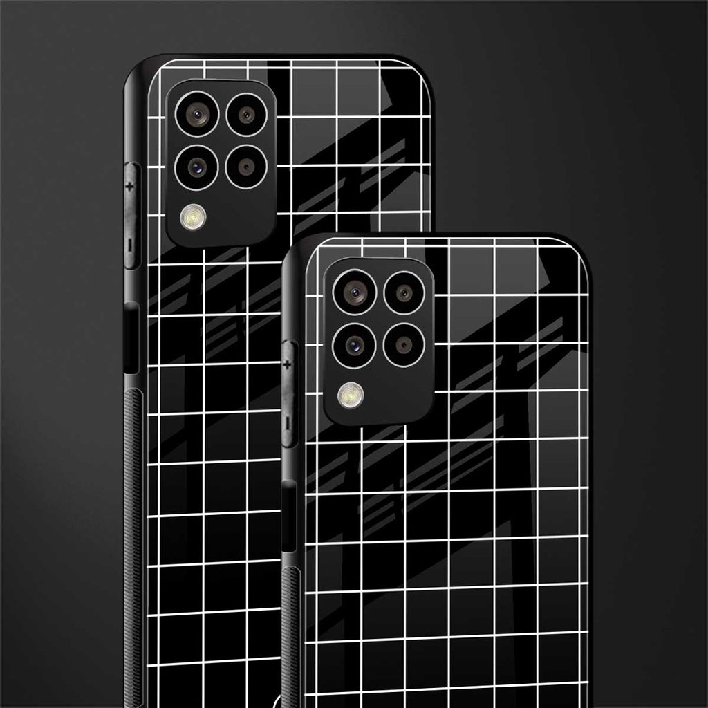 classic grid dark edition back phone cover | glass case for samsung galaxy m33 5g