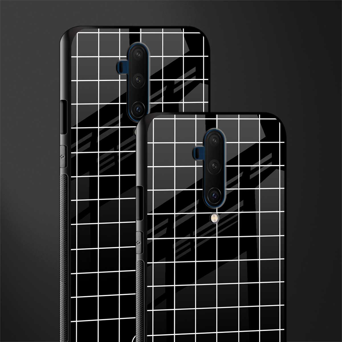 classic grid dark edition glass case for oneplus 7t pro image-2