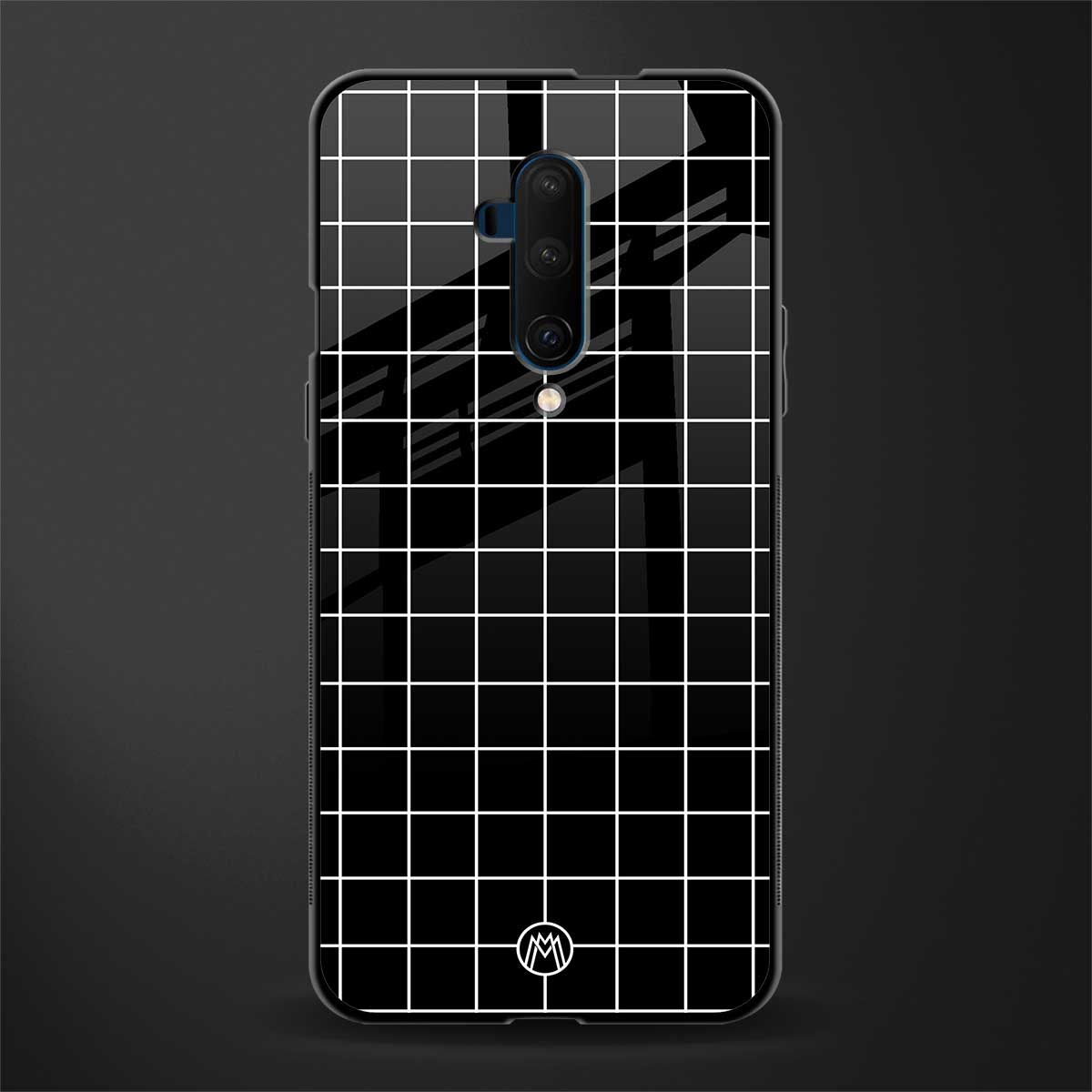 classic grid dark edition glass case for oneplus 7t pro image