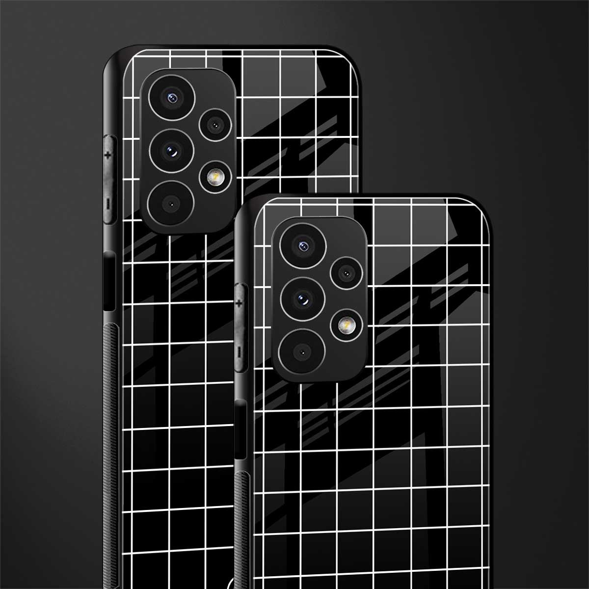 classic grid dark edition back phone cover | glass case for samsung galaxy a13 4g