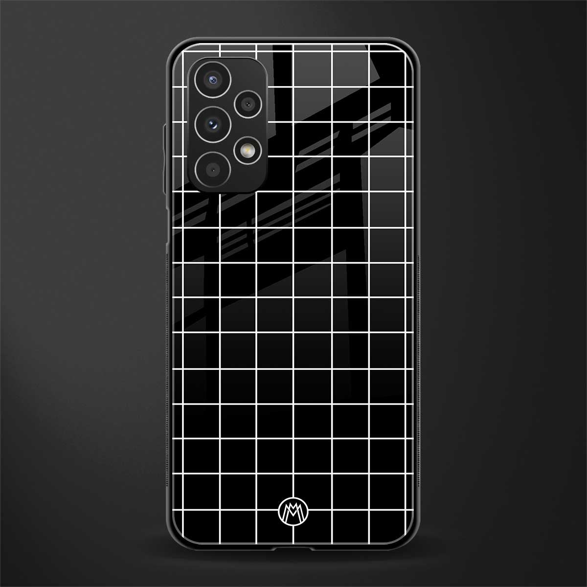 classic grid dark edition back phone cover | glass case for samsung galaxy a13 4g