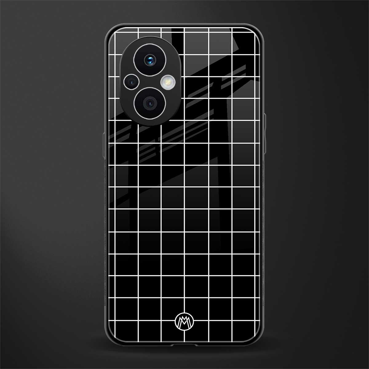 classic grid dark edition back phone cover | glass case for oppo f21 pro 5g