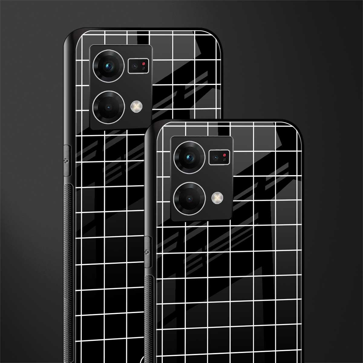 classic grid dark edition back phone cover | glass case for oppo f21 pro 4g
