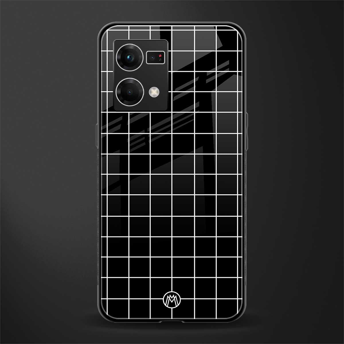 classic grid dark edition back phone cover | glass case for oppo f21 pro 4g