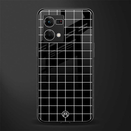 classic grid dark edition back phone cover | glass case for oppo f21 pro 4g