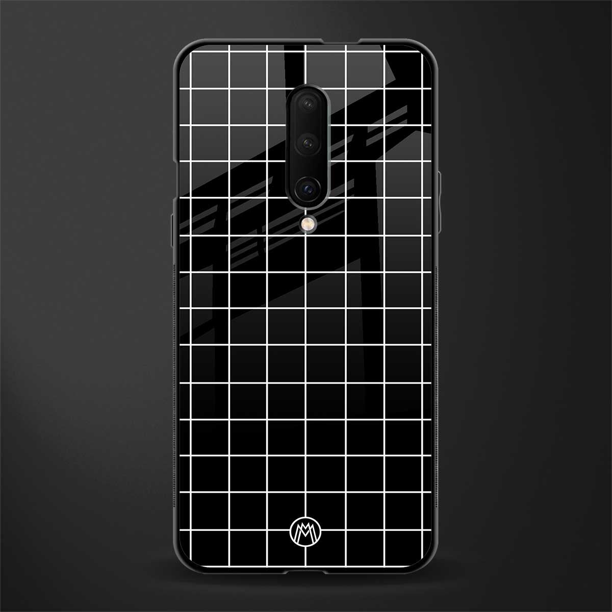 classic grid dark edition glass case for oneplus 7 pro image