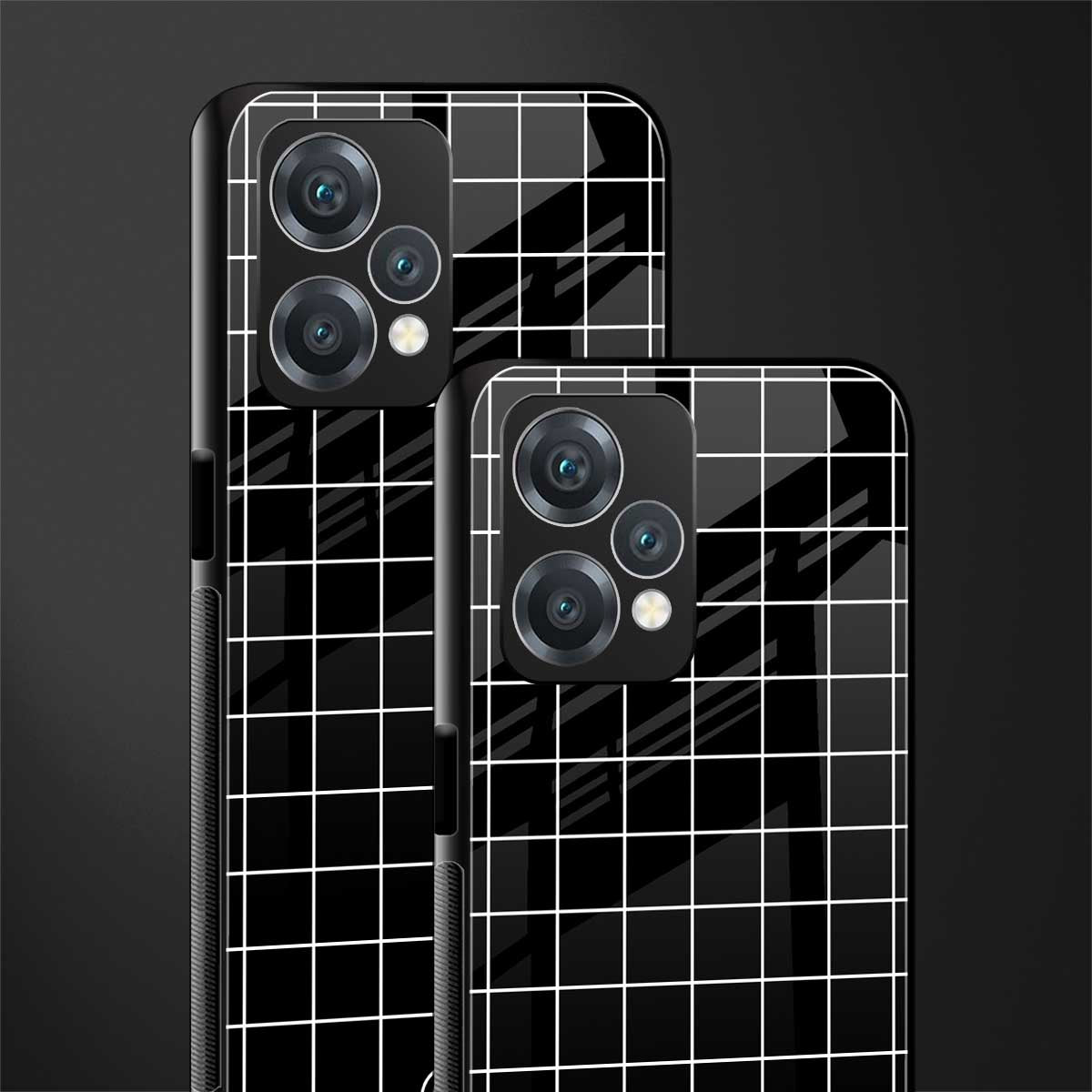 classic grid dark edition back phone cover | glass case for oneplus nord ce 2 lite 5g