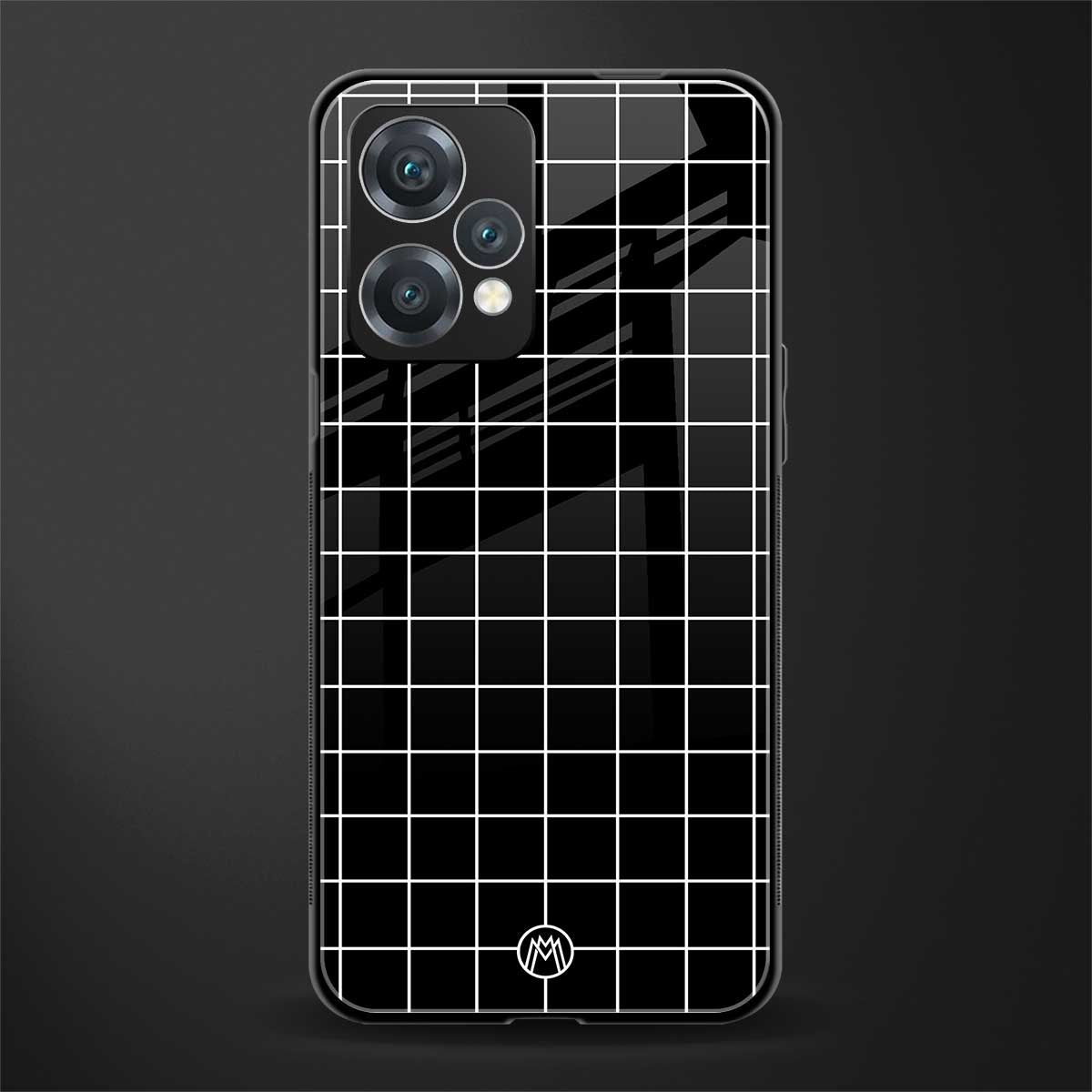 classic grid dark edition back phone cover | glass case for oneplus nord ce 2 lite 5g