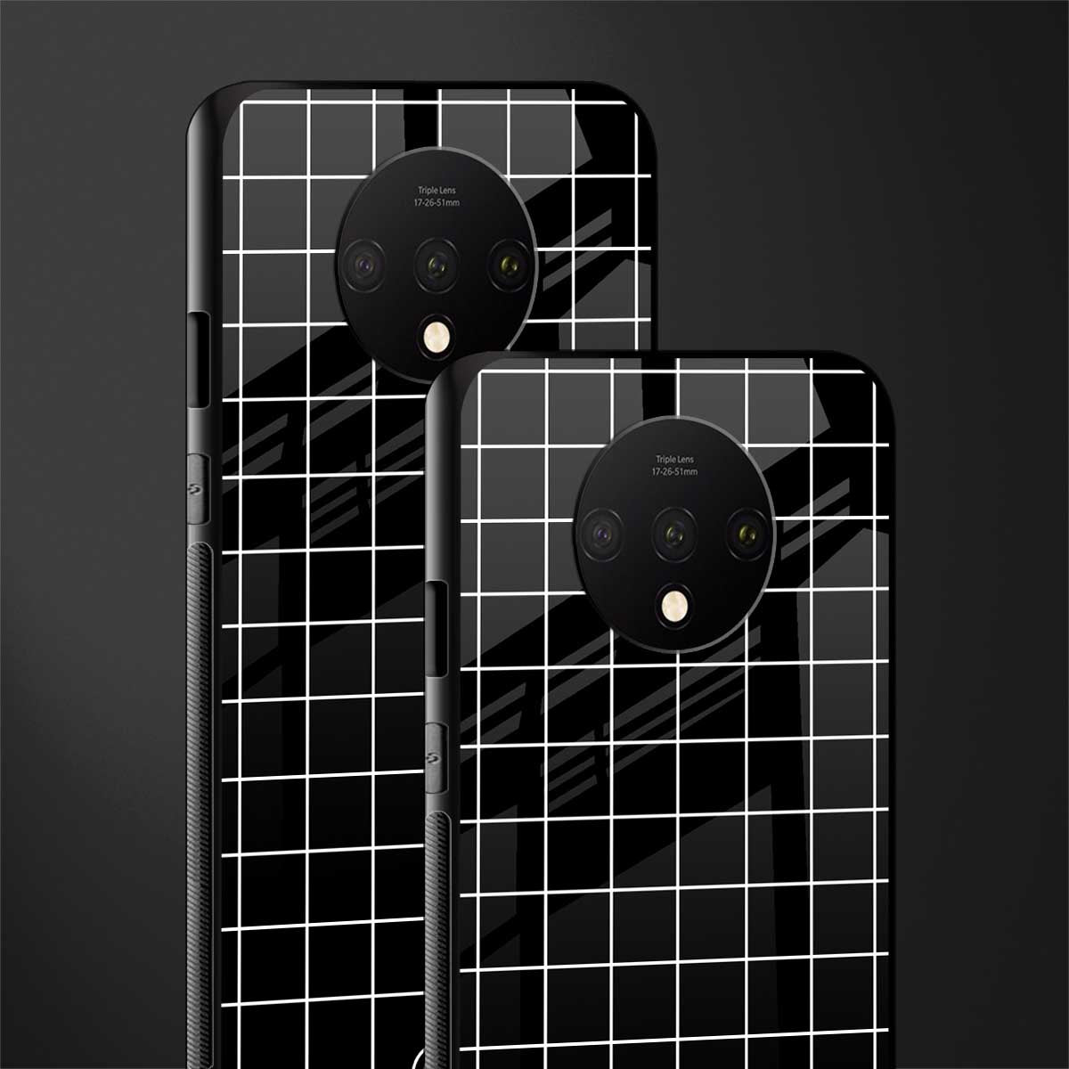 classic grid dark edition glass case for oneplus 7t image-2