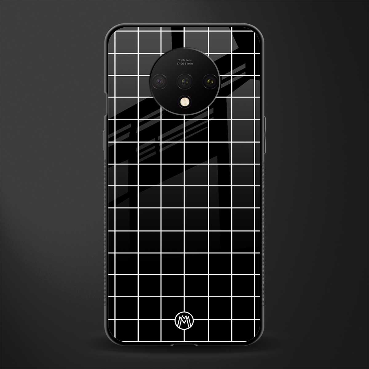 classic grid dark edition glass case for oneplus 7t image