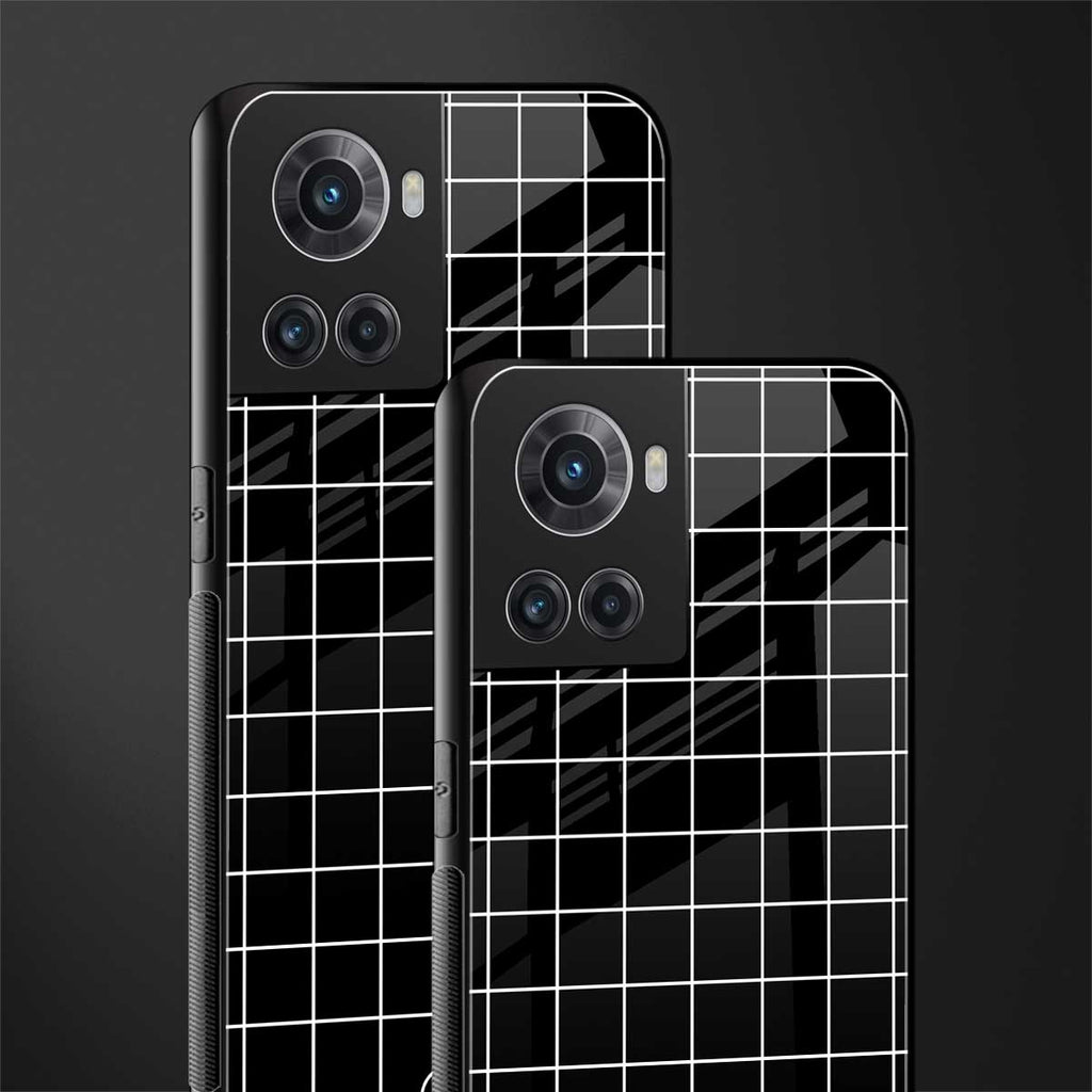 classic grid dark edition back phone cover | glass case for oneplus 10r 5g