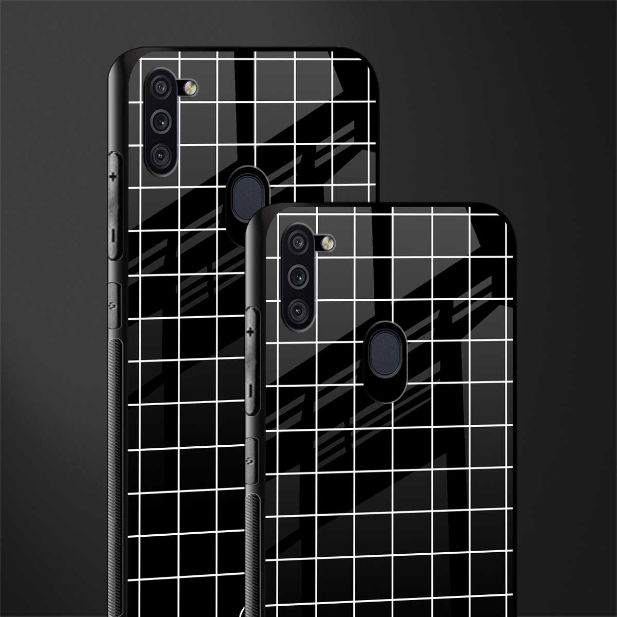 classic grid dark edition glass case for samsung a11 image-2