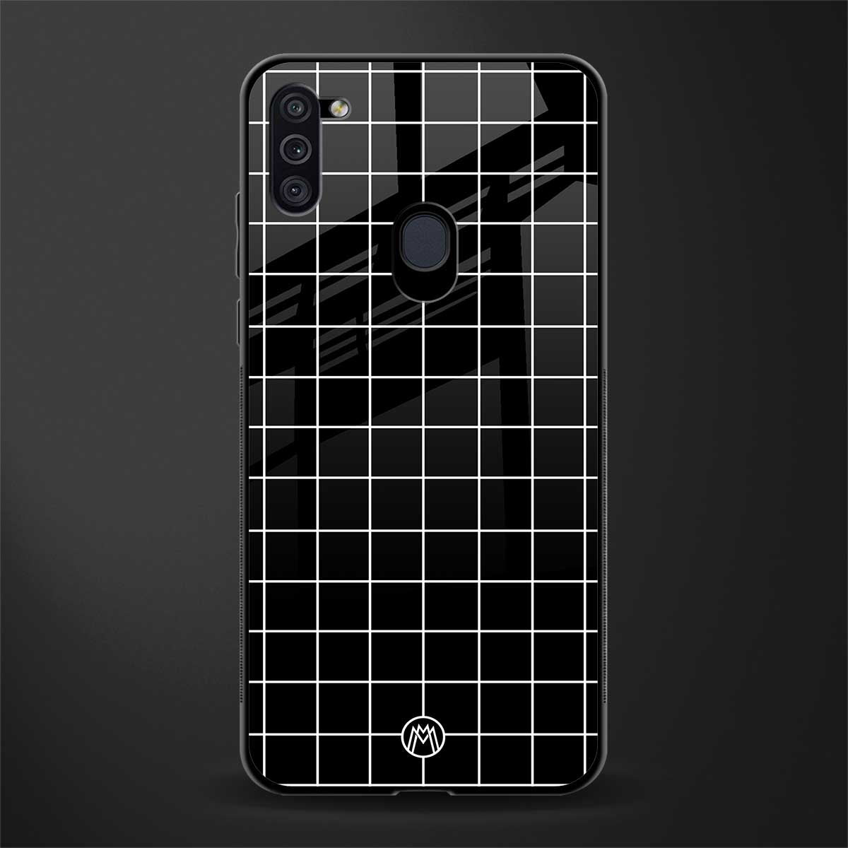 classic grid dark edition glass case for samsung galaxy m11 image