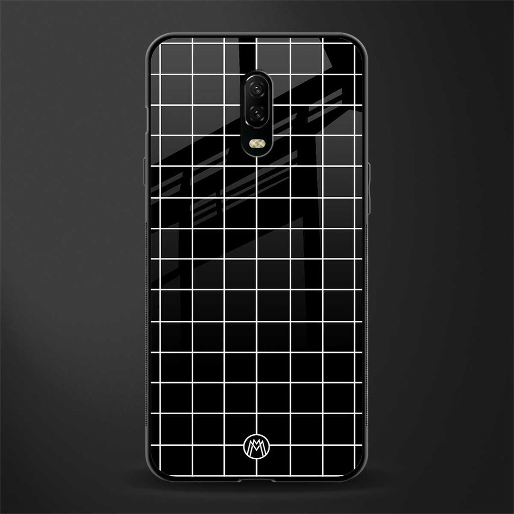 classic grid dark edition glass case for oneplus 6t image