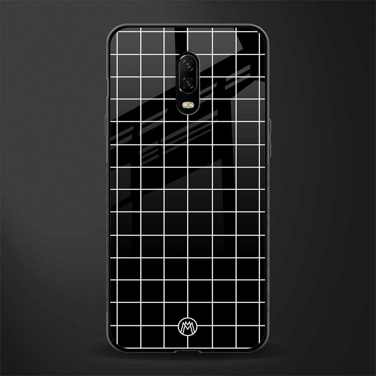 classic grid dark edition glass case for oneplus 6t image
