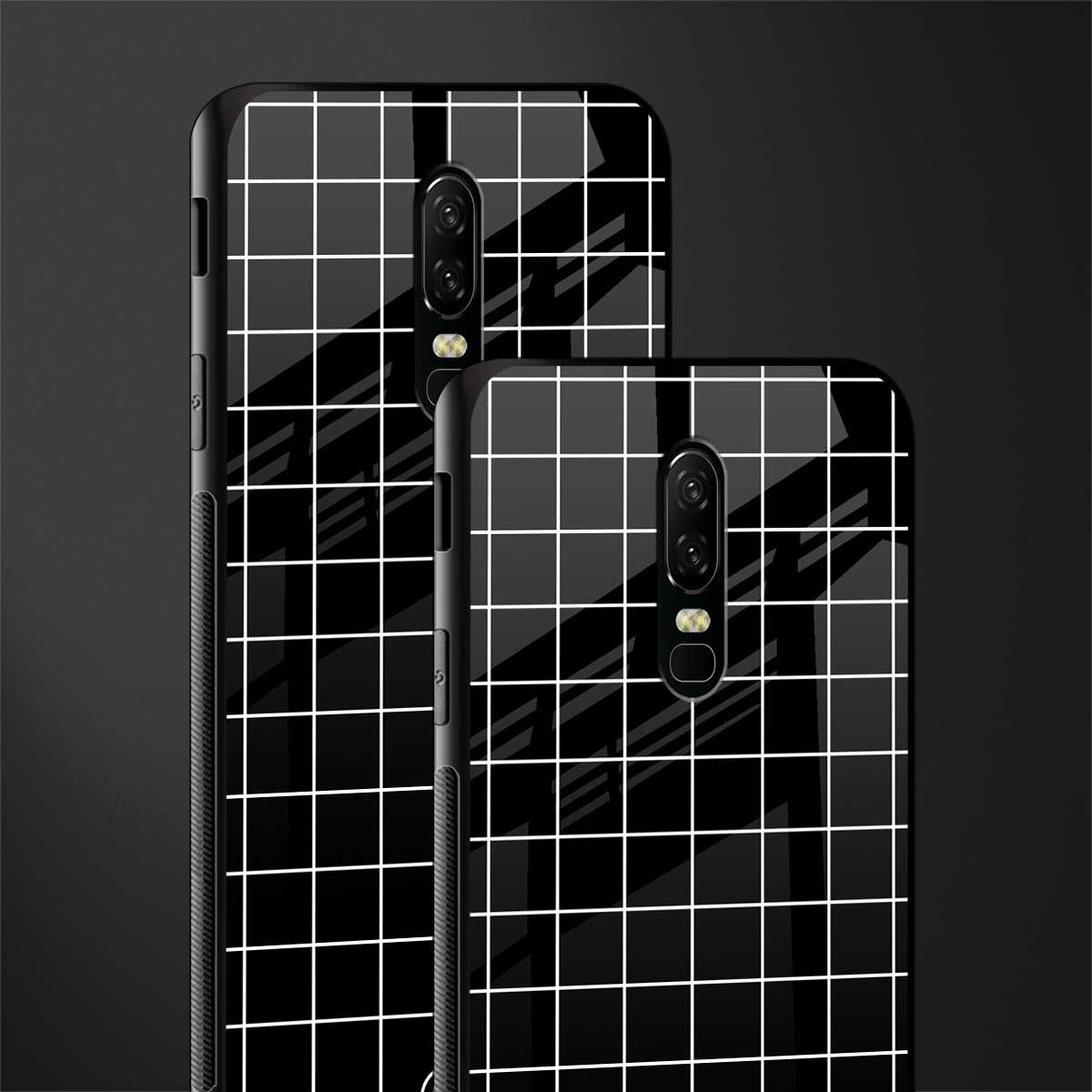 classic grid dark edition glass case for oneplus 6 image-2