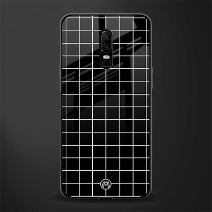 classic grid dark edition glass case for oneplus 6 image