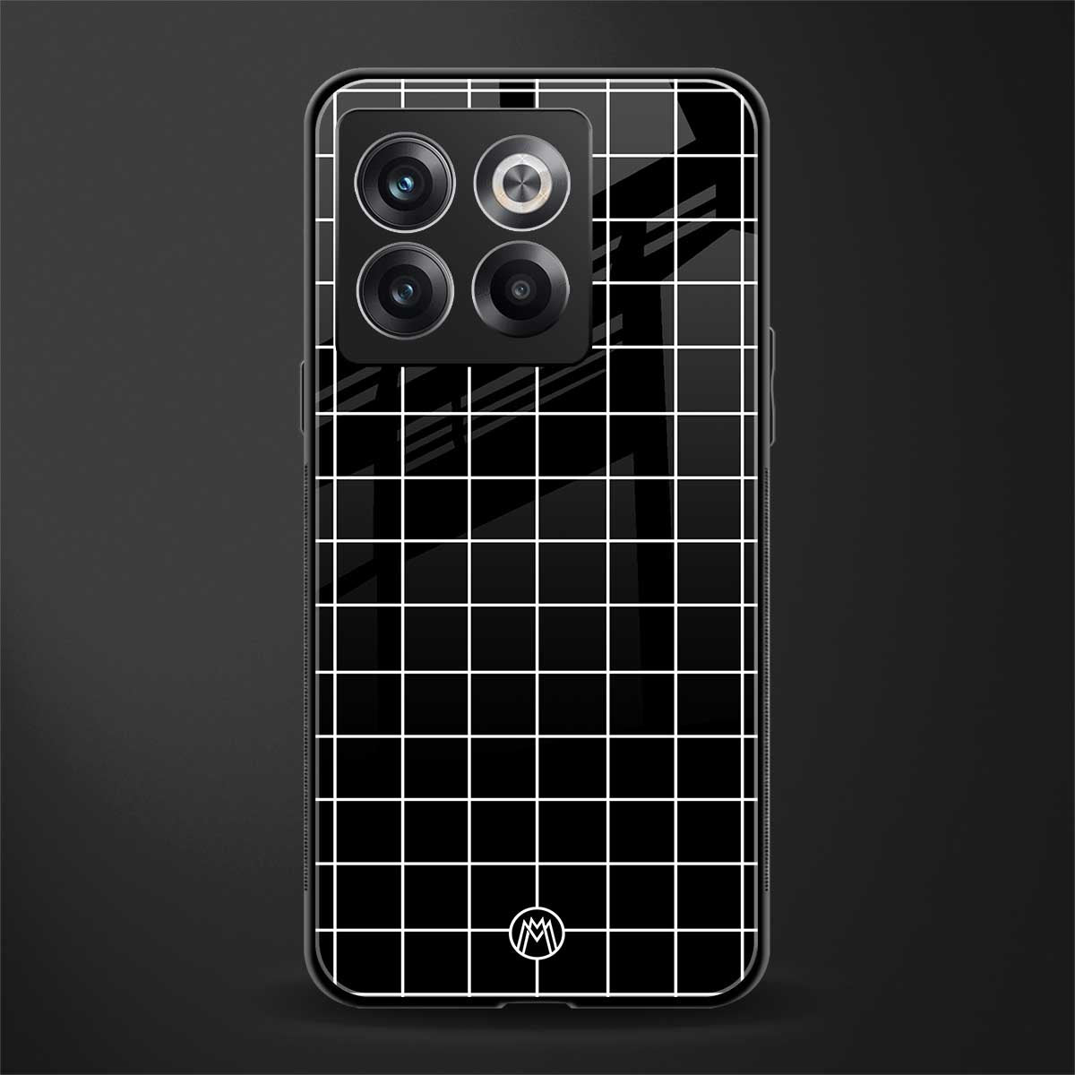 classic grid dark edition back phone cover | glass case for oneplus 10t