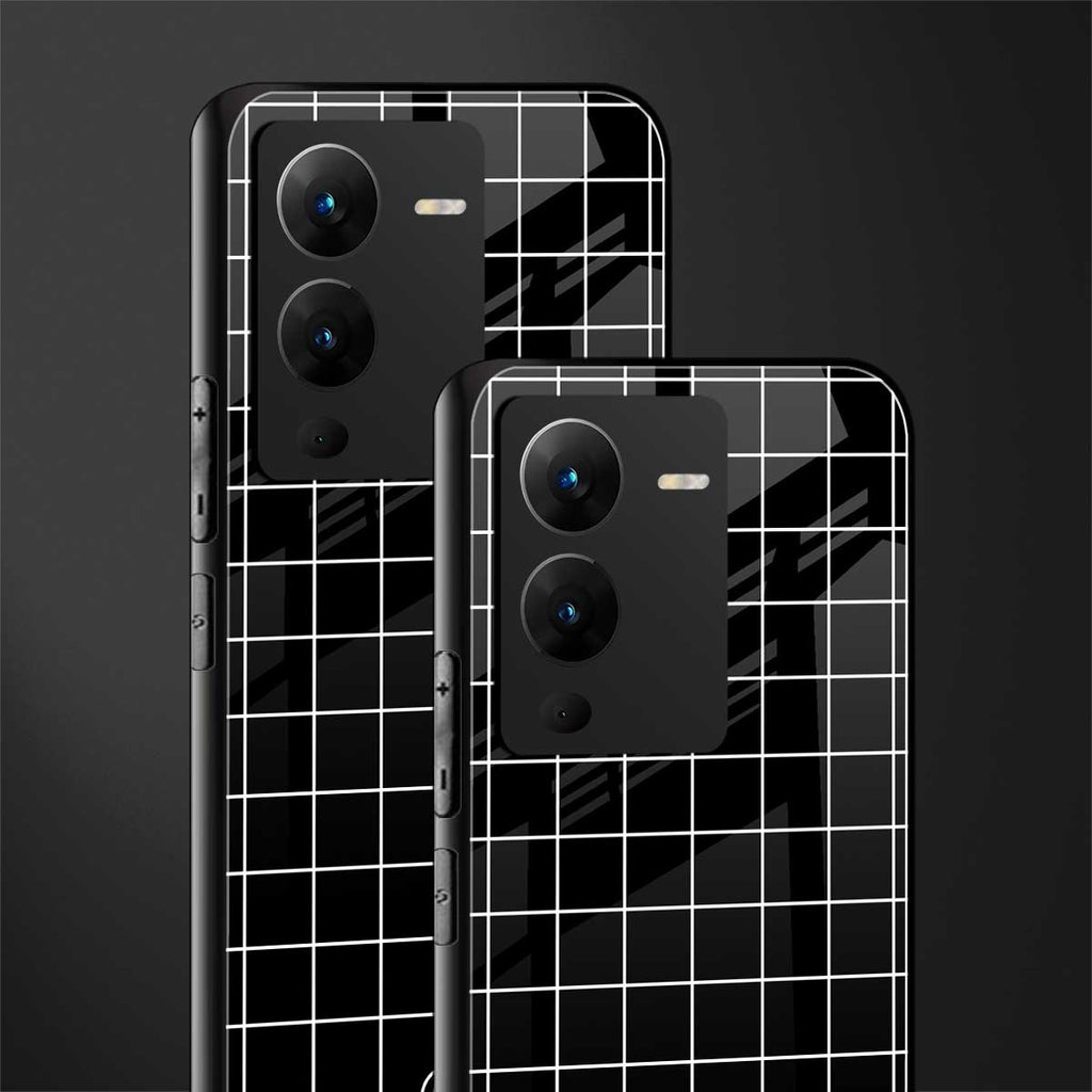 classic grid dark edition back phone cover | glass case for vivo v25 pro 5g
