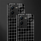 classic grid dark edition back phone cover | glass case for vivo v25 pro 5g