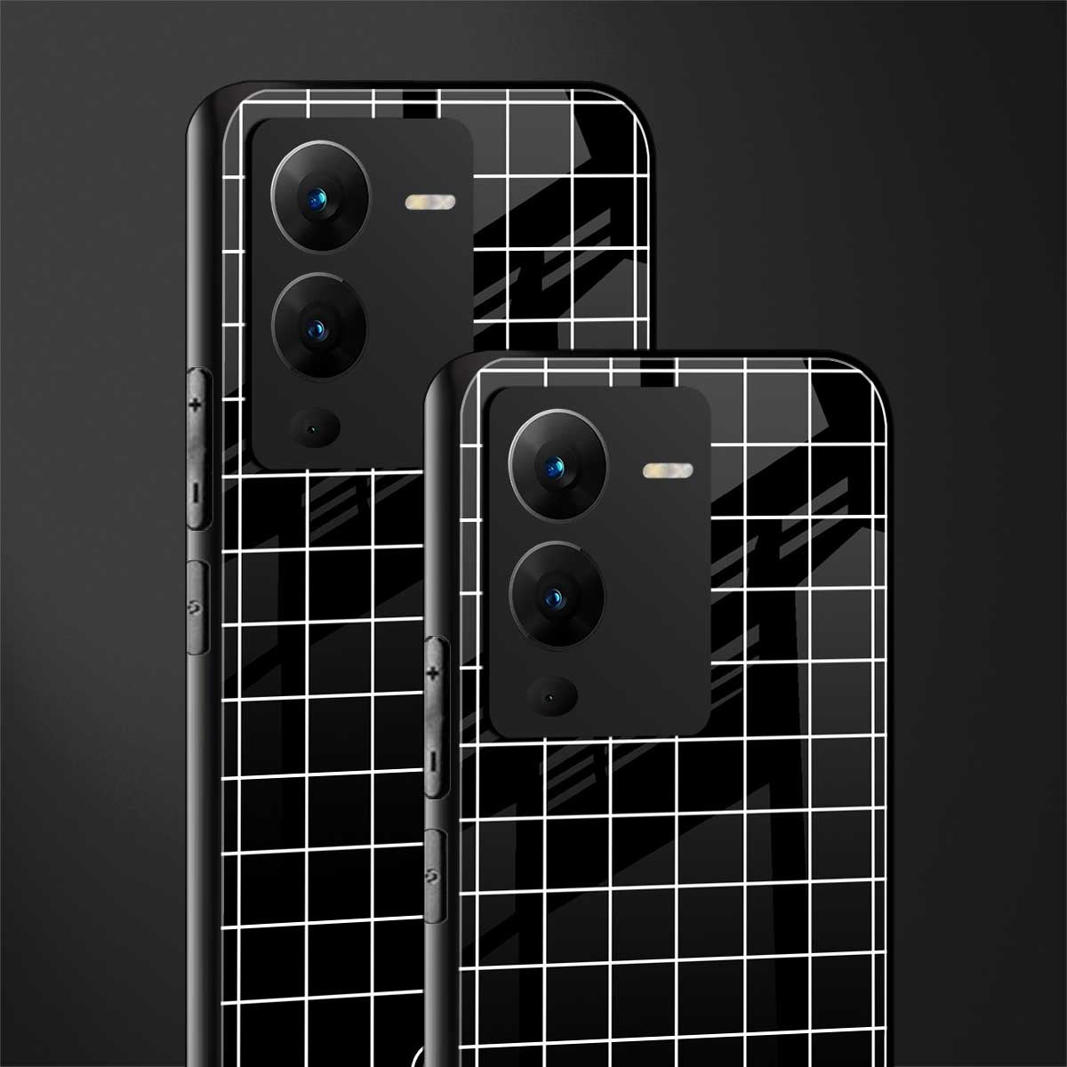 classic grid dark edition back phone cover | glass case for vivo v25 pro 5g